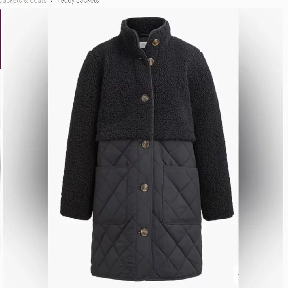 J.Crew Factory Mixed Media Sherpa Coat Size S